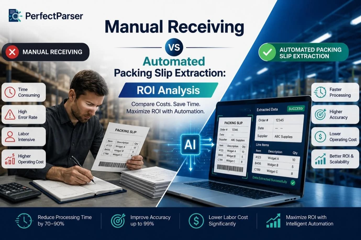 Manual Receiving vs Automated Packing Slip Extraction: ROI Analysis