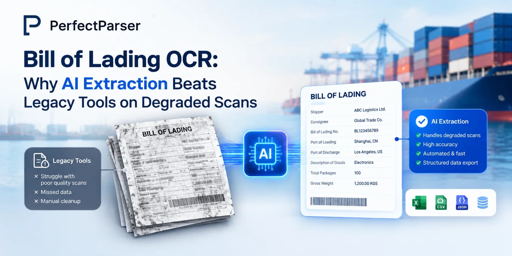 Bill of Lading OCR: Why AI Extraction Beats Legacy Tools on Degraded Scans