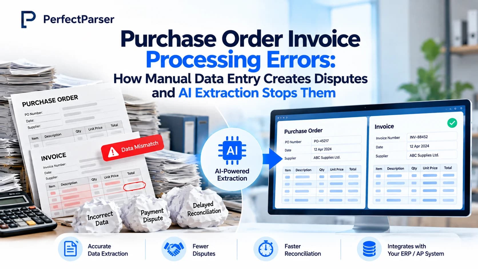 Purchase Order Invoice Processing Errors: How Manual Data Entry Creates Disputes and AI Extraction Stops Them
