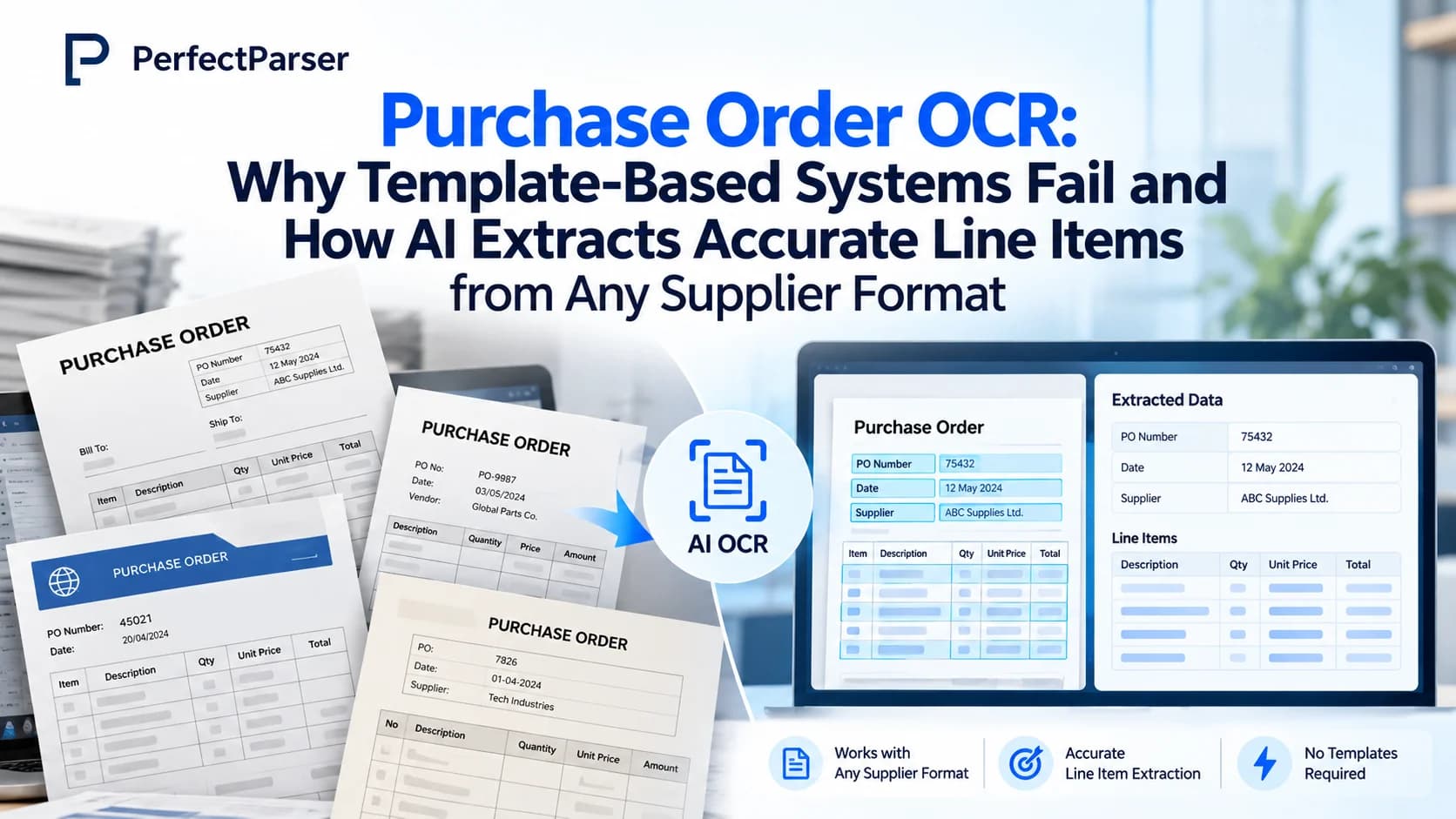 Purchase Order OCR: Why Template-Based Systems Fail and How AI Extracts Accurate Line Items from Any Supplier Format