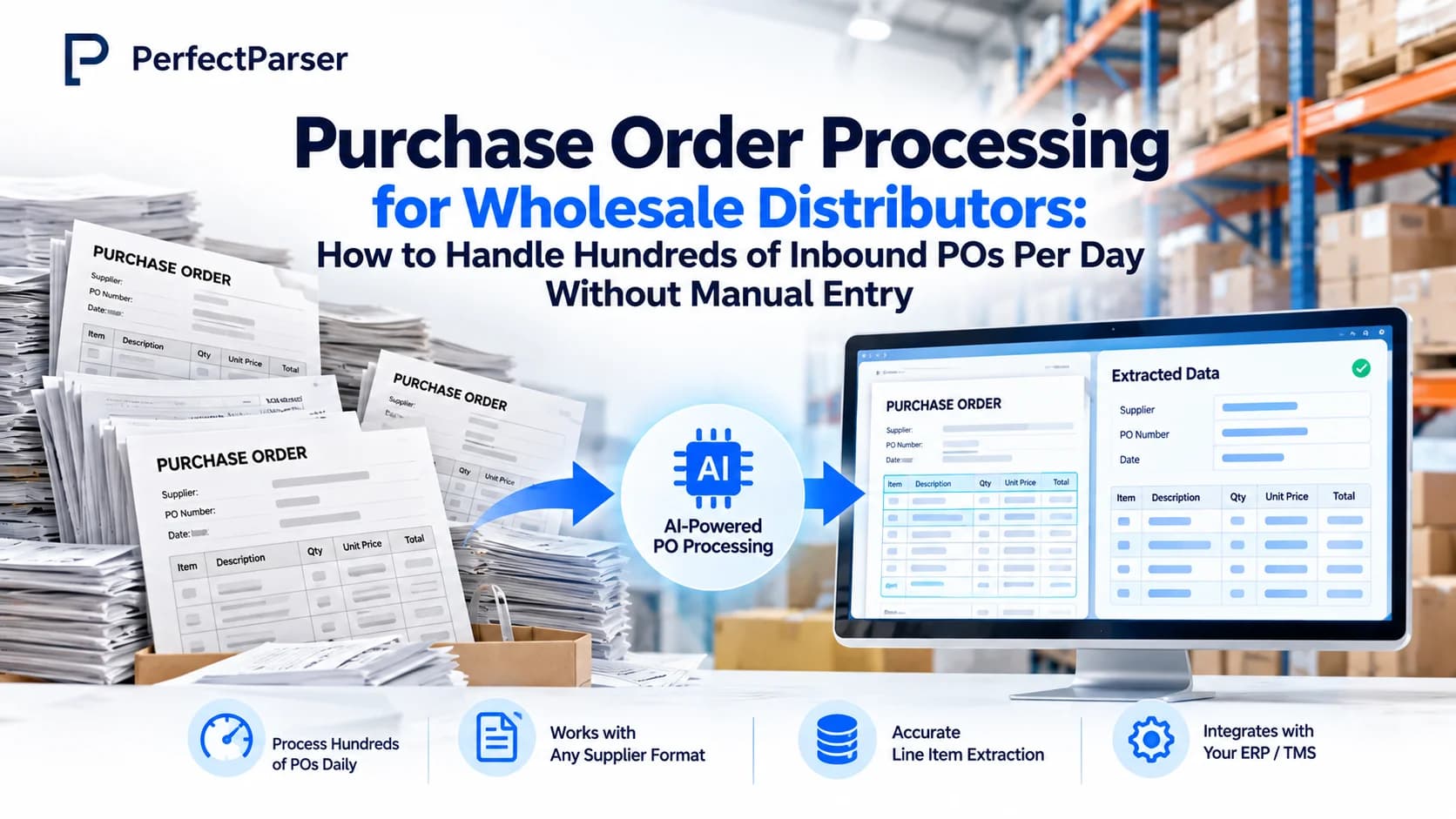 Purchase Order Processing for Wholesale Distributors: How to Handle Hundreds of Inbound POs Per Day Without Manual Entry